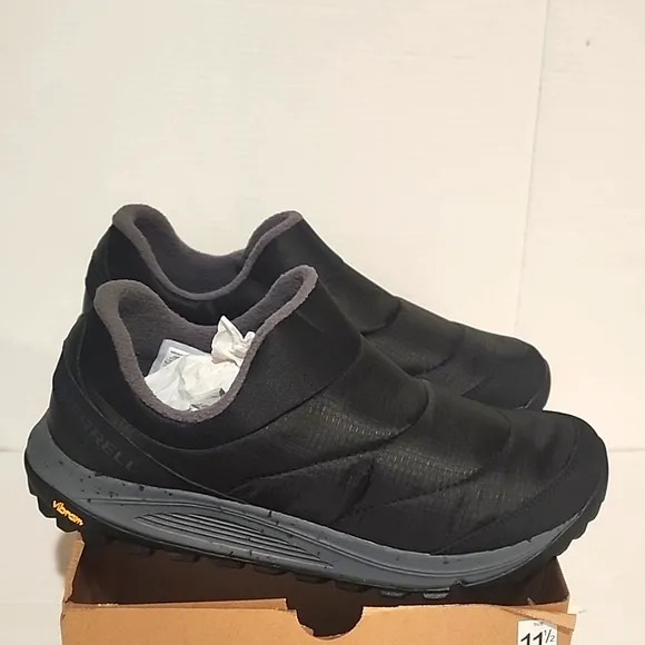 MERRELL mens shoes moc slip on trail sneakers black gray VIBRAM sole