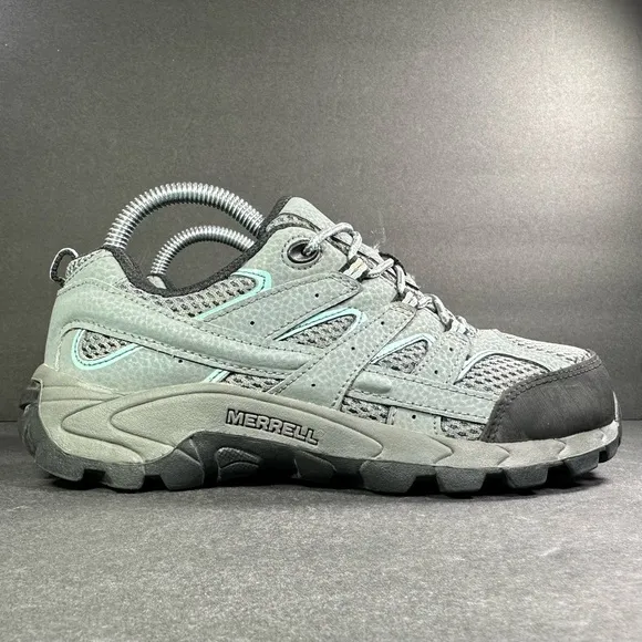 Merrell Moab 2 Trail Shoes Kids Sz 2.5 M Gray Teal Low Hiking Sneakers MK162261