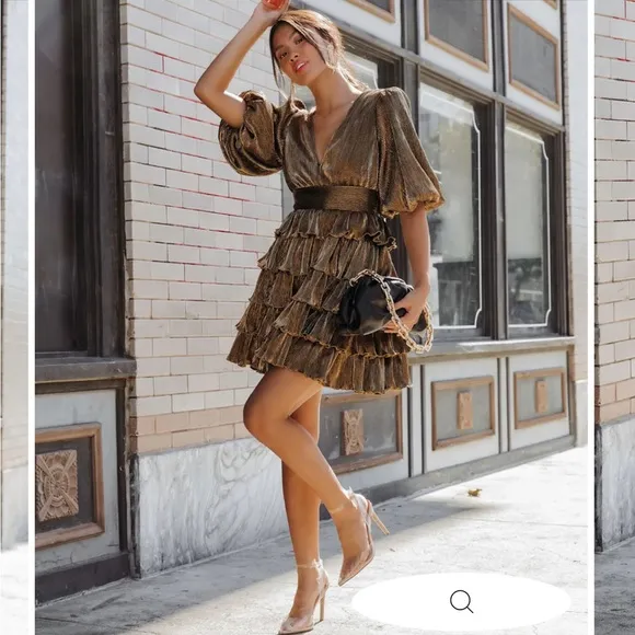 Metallic tiered dress