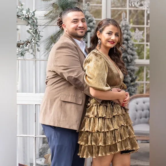 Metallic tiered dress