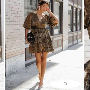 Metallic tiered dress