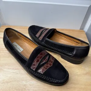 Mezlan Mens Crocodile Skin and Suede Two Tone Loafers Size 12 EUC
