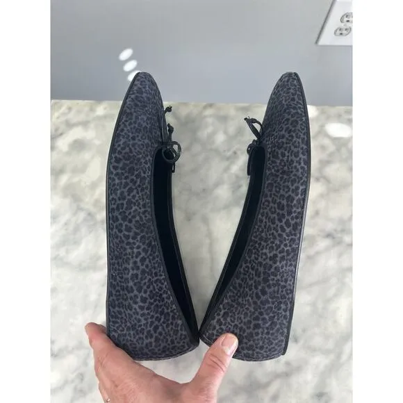 M.Gemi The Danza Flats Black Gray Leopard Print 41 Made in Italy Quiet Luxury