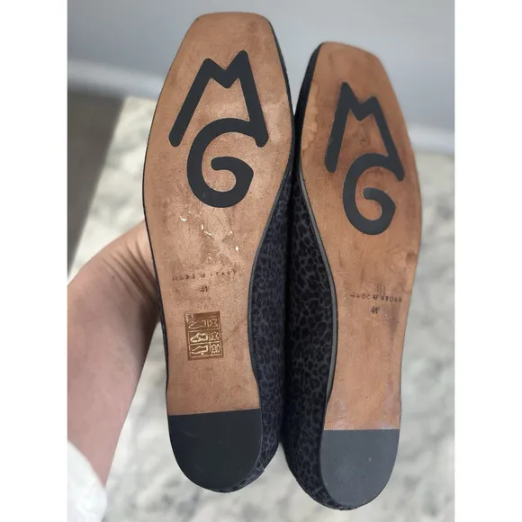 M.Gemi The Danza Flats Black Gray Leopard Print 41 Made in Italy Quiet Luxury
