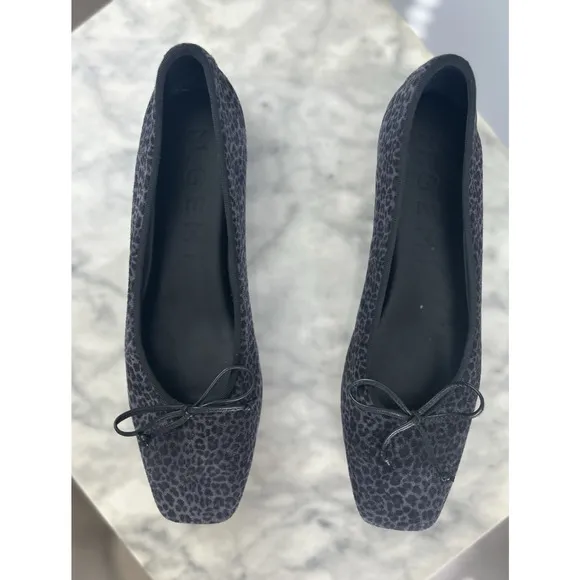 M.Gemi The Danza Flats Black Gray Leopard Print 41 Made in Italy Quiet Luxury