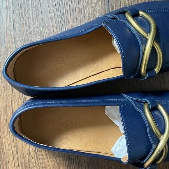 M.Gemi the Silvia Navy Leather Loafers