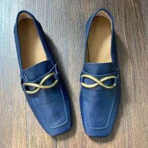 M.Gemi the Silvia Navy Leather Loafers