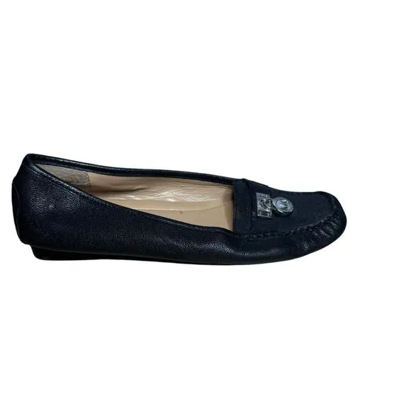 Michael Kors black pebbled supple leather driving moccasin loafers size 8.5