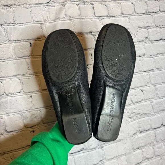 Michael Kors black pebbled supple leather driving moccasin loafers size 8.5