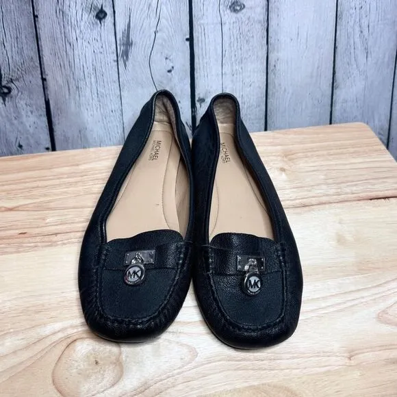 Michael Kors black pebbled supple leather driving moccasin loafers size 8.5