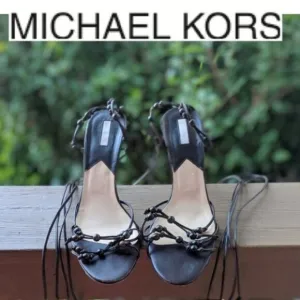 Michael Kors Brown Beaded Wrap Heel Sandals 10