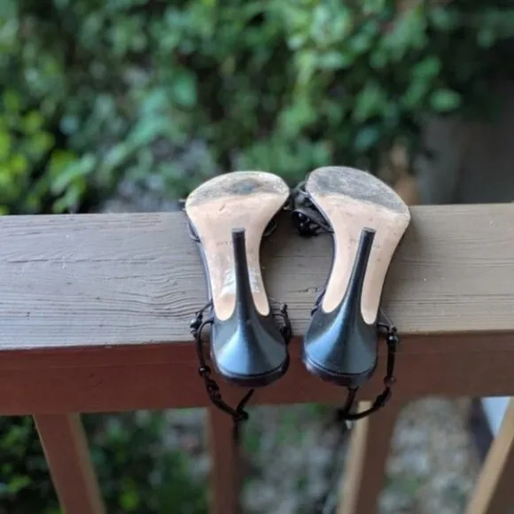Michael Kors Brown Beaded Wrap Heel Sandals 10
