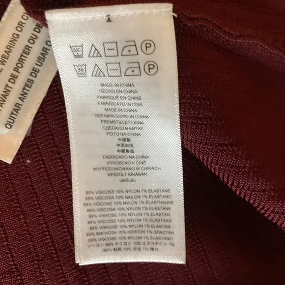 Michael Kors Fit and Flare Burgundy Dress Size Large, Short Sleeve Scoop…
