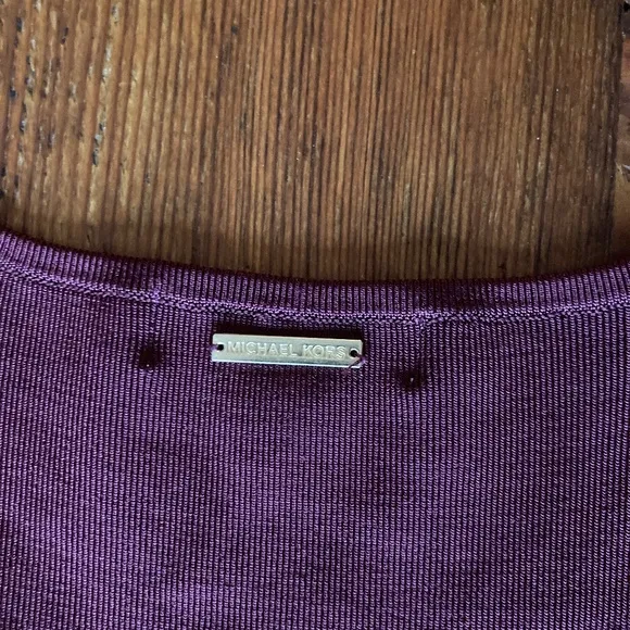 Michael Kors Fit and Flare Burgundy Dress Size Large, Short Sleeve Scoop…