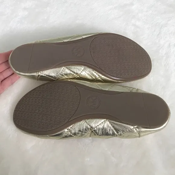 Michael Kors gold quilted flats