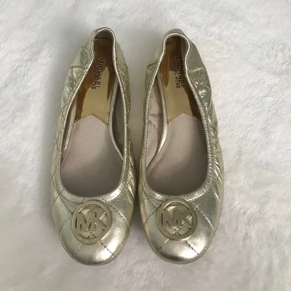 Michael Kors gold quilted flats