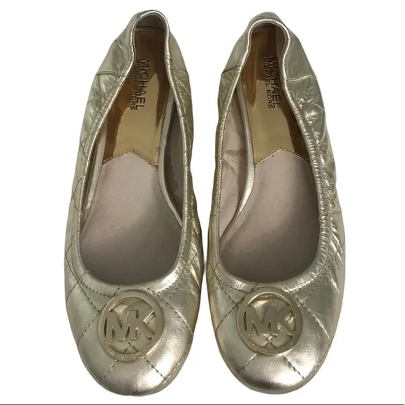 Michael Kors gold quilted flats
