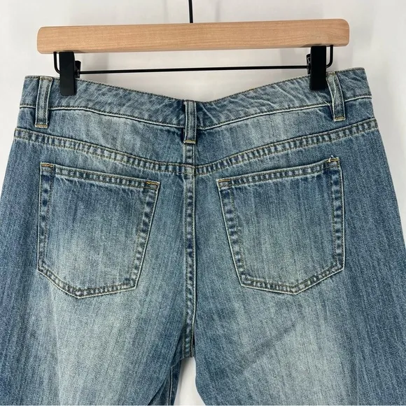 Michael Kors Light Wash Denim Embellished Floral Sequined Jeans Cropped Cotton