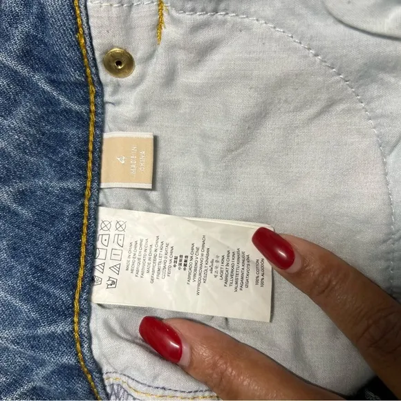 Michael Kors Light Wash Denim Embellished Floral Sequined Jeans Cropped Cotton
