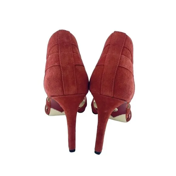Michael Kors Mirabel Red Suede Leather Sandals Crimson Tassels SZ 7.5 New