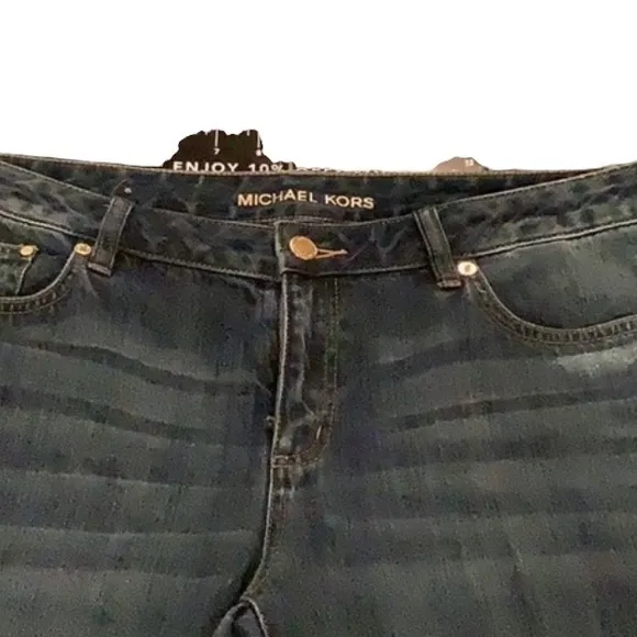 MICHAEL KORS size 10 boyfriend jeans DILLON Relaxed distressed sequin detail