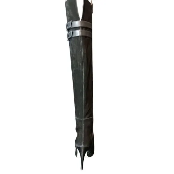 MICHAEL Michael Kors, Delaney‎ Over-the-Knee Boots Black Suede &amp; Leather, Size 6