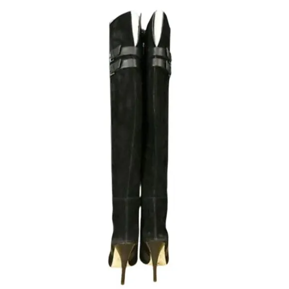 MICHAEL Michael Kors, Delaney‎ Over-the-Knee Boots Black Suede &amp; Leather, Size 6
