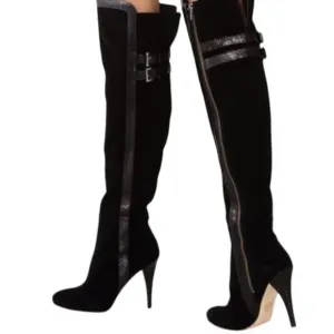 MICHAEL Michael Kors, Delaney‎ Over-the-Knee Boots Black Suede &amp; Leather, Size 6