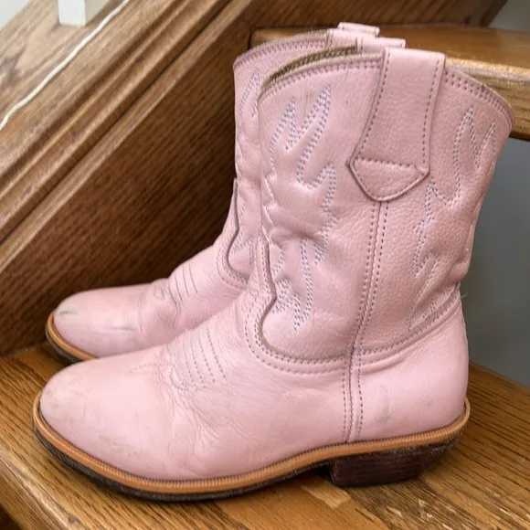 Mikoleon dirt kickers cowboy boots girls pink blush color  genuine leather