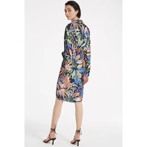 Milly Jordan Tropical Palm Print Wrap Dress