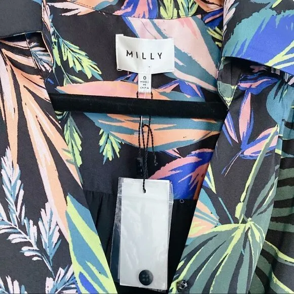 Milly Jordan Tropical Palm Print Wrap Dress
