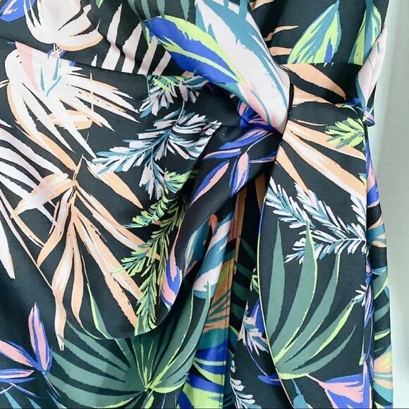 Milly Jordan Tropical Palm Print Wrap Dress