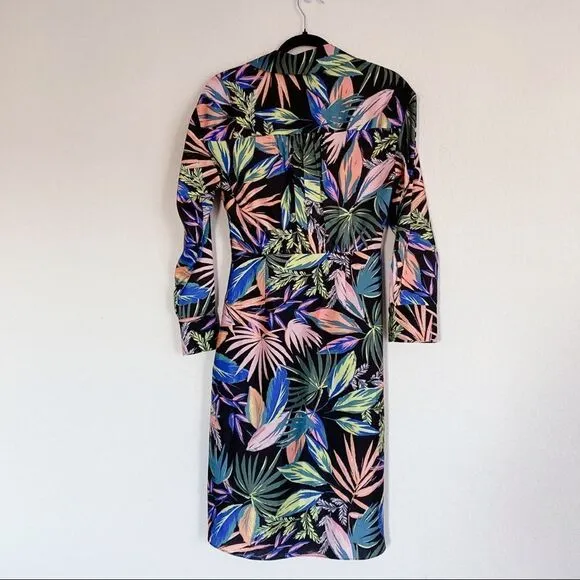 Milly Jordan Tropical Palm Print Wrap Dress