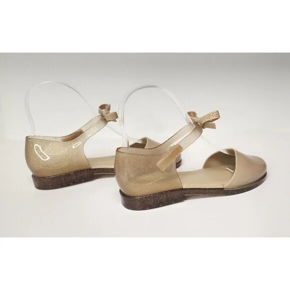 Mini Melissa Amy Ankle Strap Flat Sandals Color Beige Size US 3/Eur 33