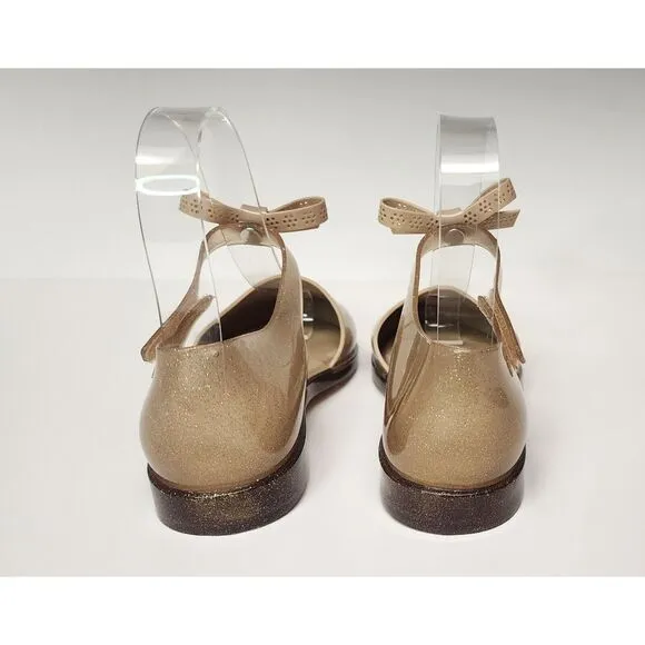 Mini Melissa Amy Ankle Strap Flat Sandals Color Beige Size US 3/Eur 33