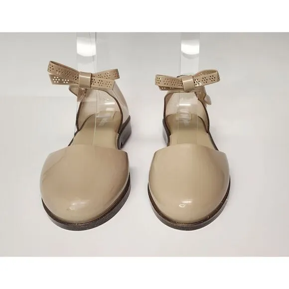 Mini Melissa Amy Ankle Strap Flat Sandals Color Beige Size US 3/Eur 33