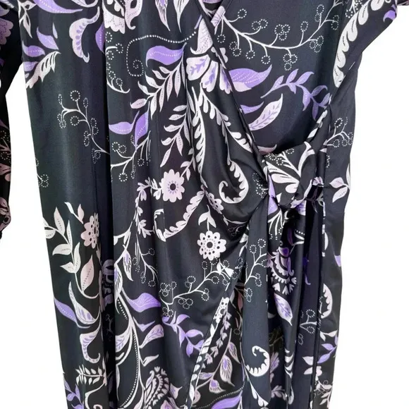 MISA Los Angeles Sylvia Floral Indigo Vines Wrap Midi Dress Size XS NWT