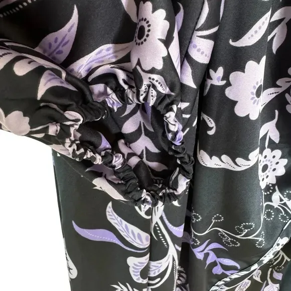 MISA Los Angeles Sylvia Floral Indigo Vines Wrap Midi Dress Size XS NWT
