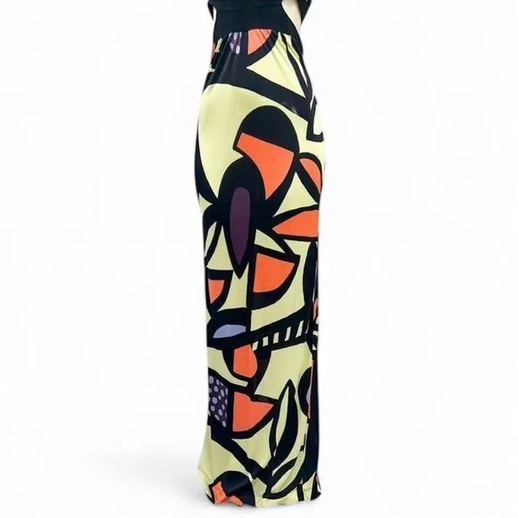 MISSONI Multicolor Abstract Printed Jersey Halter Neck Tie Maxi Dress S