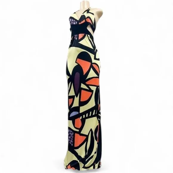 MISSONI Multicolor Abstract Printed Jersey Halter Neck Tie Maxi Dress S