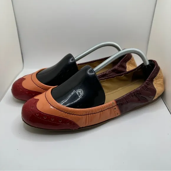 Miu Miu Ballerina Flats Women's size 7/ Burgundy Red and Pink‎