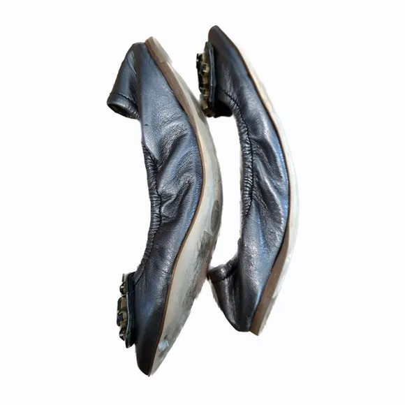 Miu Miu Platinum Embellished Ballerina Flats