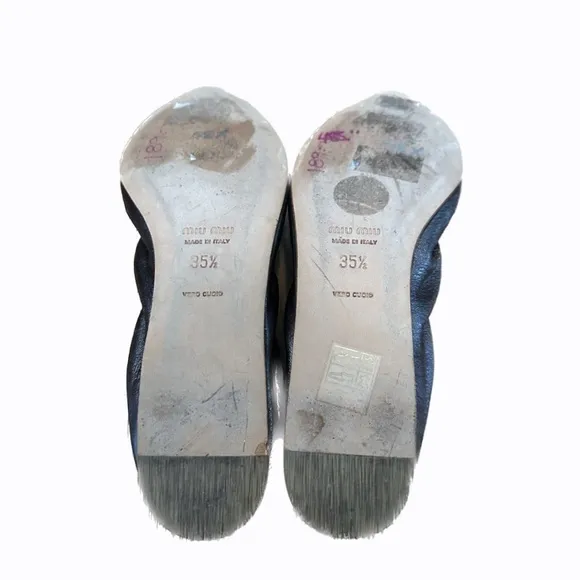 Miu Miu Platinum Embellished Ballerina Flats