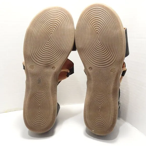 Miz Mooz Mari Black Leather Sandals Size 42 EU 11 US Ankle Strap Zip Back Casual