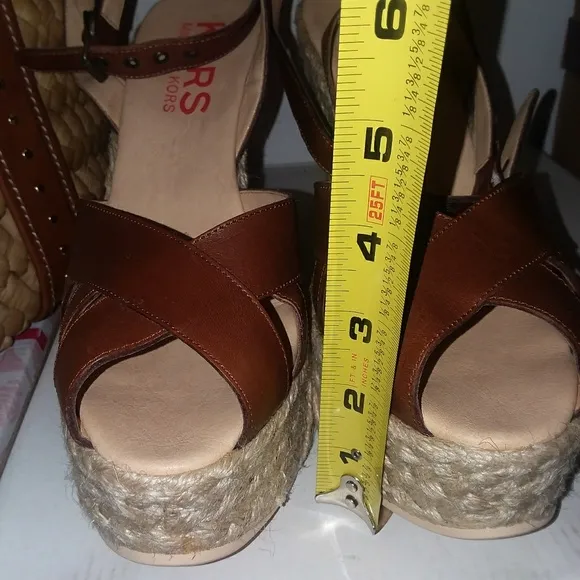 MK Espadrille Luggage Vachetta Wedge Heels