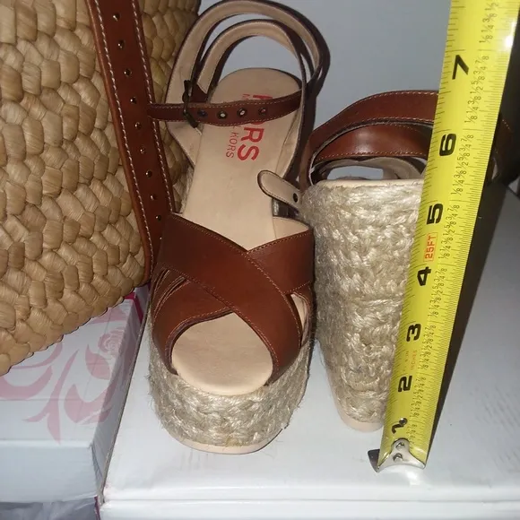 MK Espadrille Luggage Vachetta Wedge Heels