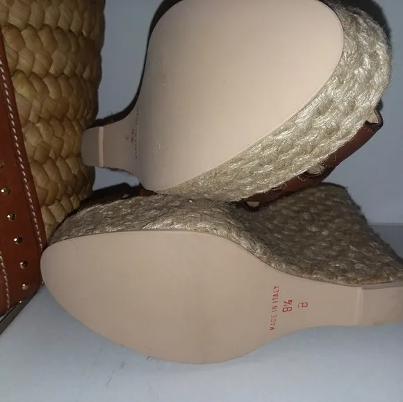 MK Espadrille Luggage Vachetta Wedge Heels