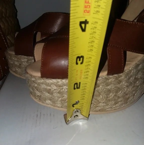 MK Espadrille Luggage Vachetta Wedge Heels