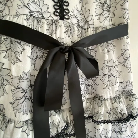 ML Monique Lhuillier  white and black lace gown!