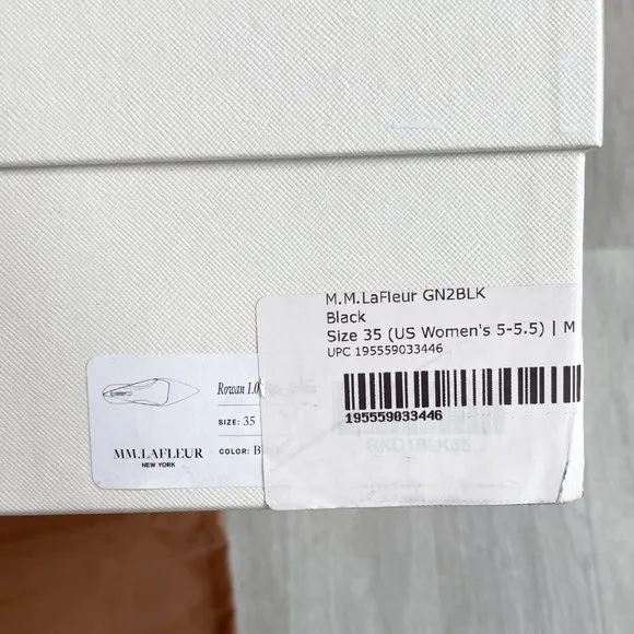 MM Lafleur Rowan Flat Kidskin Black Leather Size 35 NEW